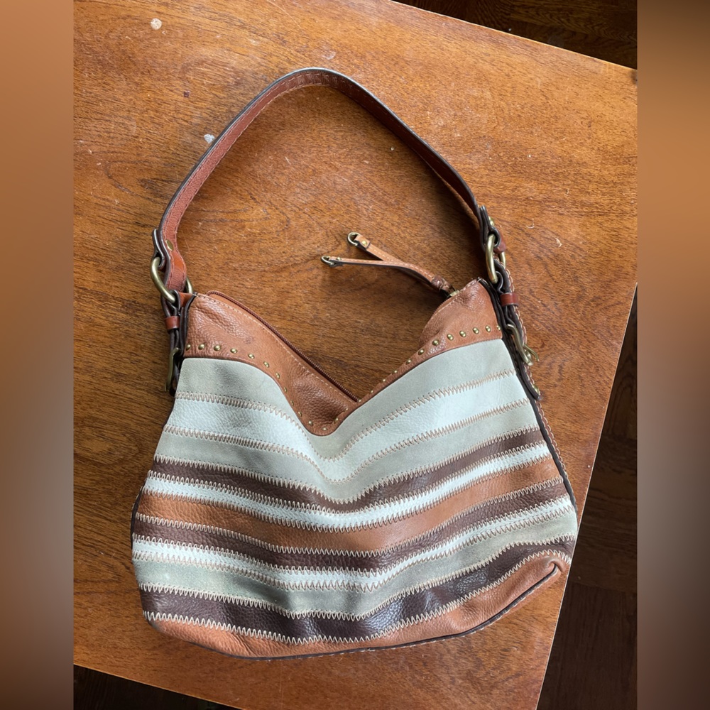 Fossil Genuine Leather Patchwork Horizontal Strip… - image 5